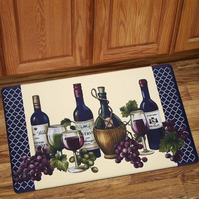 GoodGram Chateau Memory Foam Anti-Fatigue Navy & Purple Kitchen Floor –