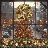 24" Christmas Wreath with Lights for Front Door, Pre-Lit Christmas Wreath, Lighted Xmas Door Wreath with Ball Ornaments for Christmas Decor - 3 of 4