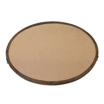 Rustic Oval Distressed Wood Tray with Antique Mirror Base