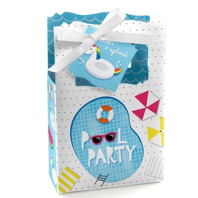 Big Dot of Happiness Make a Splash - Pool Party - Summer Swimming Party or Birthday Party Favor Boxes - Set of 12