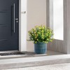 ORRD Set of 3 Blue & Green Grid Ceramic Planters, Modern Flowerpots for Patio, Garden, Balcony, or Windowsill Decor - 2 of 4