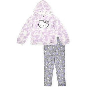 Hello Kitty Little/Big Girls’ 2-Piece High-Pile Fleece Hooded Sweatshirt & Leggings Set - 1 of 4