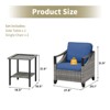 Buenhomino 3 PCS Patio Furniture Set with Cushioned Wicker Chairs and Tempered Glass Side Table - 4 of 4