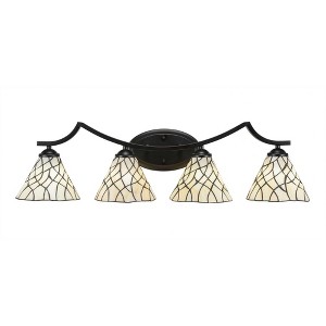 Toltec Lighting Zilo 4 - Light Vanity in  Matte Black with 7" Sandhill Art Glass Shade - 1 of 1