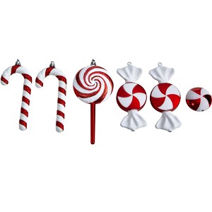 Nearly Natural 7-in Assorted Candy Holiday Christmas Deluxe Shatterproof Ornament Set of 6 - 1 of 3