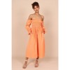 Petal and Pup Womens Domenica Shirred Long Sleeve Midi Dress - 3 of 4