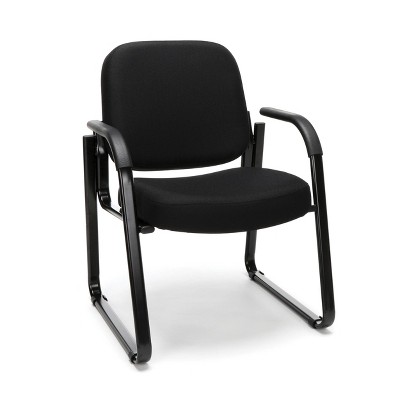 Fabric Guest and Reception Chair with Arms and Extra Thick Cushion Black - OFM