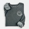 Simply Sage Market S.W.Smiley Embroidered Simple Wink Bold Lightweight Garment Dyed Sweatshirt - 2 of 4