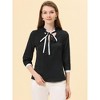 Allegra K Women's Office Bow Tie V Neck 3/4 Sleeve Elegant Chiffon Work Tops - 2 of 4