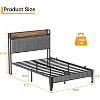 Full Bed Frame with Headboard, Charging Station, LED Lights, Underbed Storage, Metal Slat Support – No Box Spring Needed for Apartments & Dorms - 2 of 4