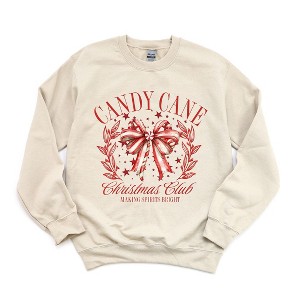 Simply Sage Market Women's Graphic Sweatshirt Coquette Candy Cane - 1 of 4