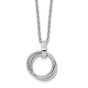 Black Bow Jewelry Triple Ring Diamond Necklace in Rhodium Plated Silver, 18-20 Inch - 1 of 4