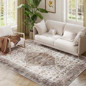 HOMCOM Area Rug, Vintage Machine Washable Rug, Non-Slip Floor Carpet for Living Room, Bedroom, Dining Room, Home Office - 1 of 4