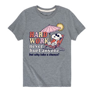 Boys' - Peanuts - Hard Work Short Sleeve Graphic T-Shirt - 1 of 4