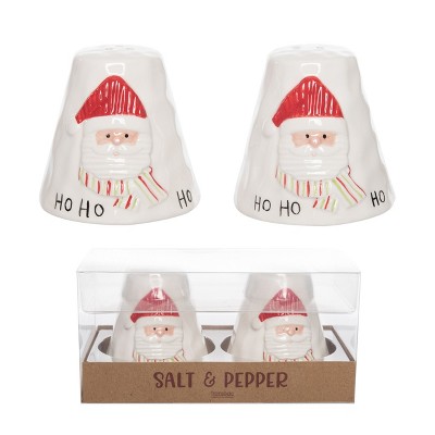 Transpac Ceramic Salt and Pepper Shaker Set Jolly Santa Multicolor Christmas Tabletop Decor Holiday Dining and Gift Giving Dishwasher and Microwave