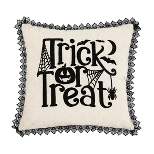 C&F Home 18" x 18" Trick Treat Black And White Embroidered Throw Halloween Pillow