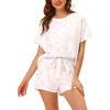 cheibear Women's Tie Dye Short Sleeves Sleepshirt with Shorts Lounge Sleepwear Pajama Set - 2 of 4