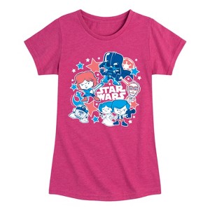 Girls' - Star Wars - Americana Stickers Fitted Short Sleeve Graphic T-Shirt - 1 of 4