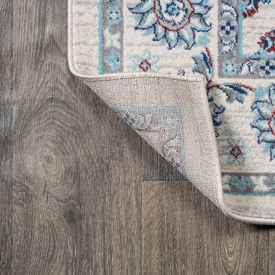 Elegant Vintage Persian-Inspired Ivory/Blue/Red Area Rug - 4' x 6'