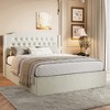 Queen Size Tufted Upholstered Bed Frame w/Crystal Button Accents, Bed Frame with Wingback Headboard & Under-Bed Storage Space, No Box Spring Needed - 2 of 4