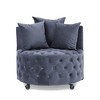 GDFStudio Eudora Button Tufted Velvet Upholstered Swivel Chair with Movable Wheels and 3 Pillows - 2 of 4