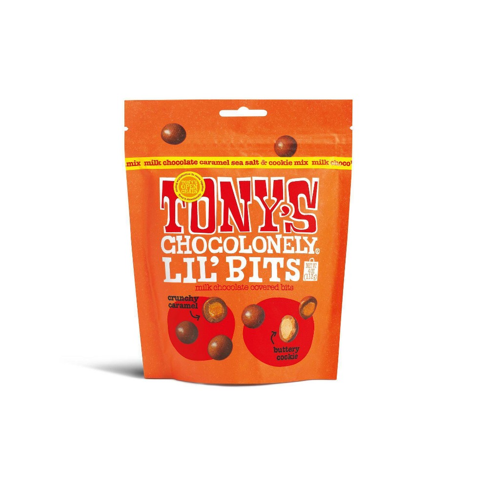 Tony's Chocolonely Lil'Bits Milk Chocolate Caramel Sea Salt and Cookie Mix - 4oz