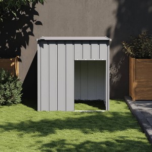 vidaXL Dog House Light Grey Galvanized Steel 43.3x40.6x42.9 in Durable - 1 of 4