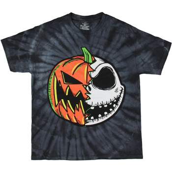 Nightmare Before Christmas Mens' Split Face Tie-Dye Graphic Print T-Shirt Adult