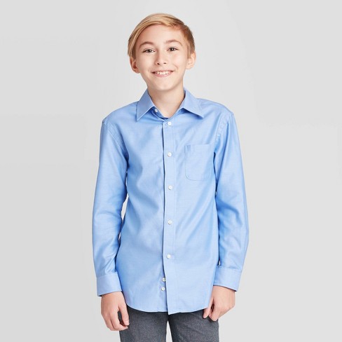 Boys' Long Sleeve Button-Down Shirt - Cat & Jack™ Blue : Target