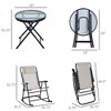 3 Piece Outdoor Rocking Chair Set, Patio Folding Lawn Rocker Set with Glass Coffee Table, Headrests for Yard, Patio, Deck - 3 of 4
