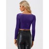 INSPIRE CHIC Women's Velvet Scoop Neck Long Sleeve Solid Crop Top - 4 of 4