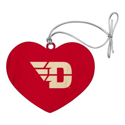 University of Dayton Flyers Logo Heart Love Wood Christmas Tree Holiday Ornament