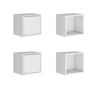 Set of 4 13.77" Smart Floating Cabinet and Display Shelf White - Manhattan Comfort