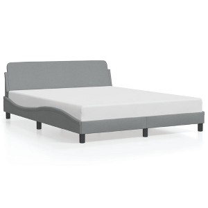 vidaXL Bed Frame with Headboard Light Gray 59.8 in.x79.9 in. Queen Fabric - 1 of 4