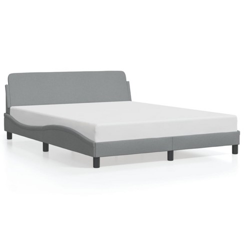 vidaXL Bed Frame with Headboard Light Gray 59.8 in.x79.9 in. Queen Fabric - image 1 of 4