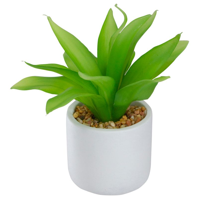 Northlight 8" Green Artificial Aloe Plant in a White Pot, 3 of 5