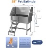 coucheta 38" Dog Grooming Bathtub, Professional Stainless Steel Pet Dog Bathing Station for Medium,Small Pets, Left Door & Stairs - 2 of 4