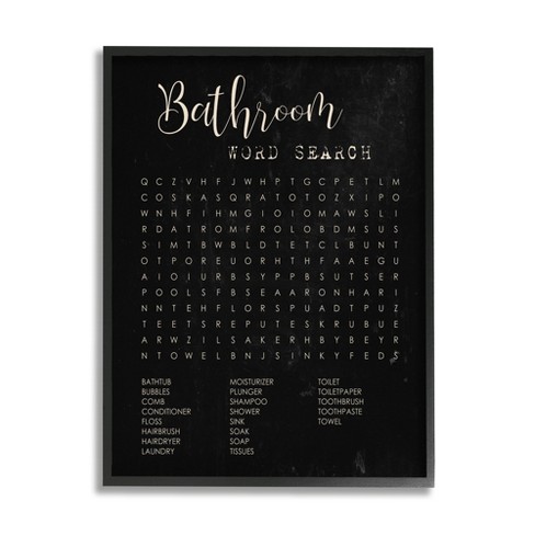 Stupell Industries Bathroom Word Search Activity over Distressed Black - image 1 of 4