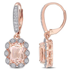 EVERLY JEWELRY | Rose Plated Sterling Silver 4 CT TGW Cubic Zirconia and Simulated Morganite Leverback Earrings - 1 of 4