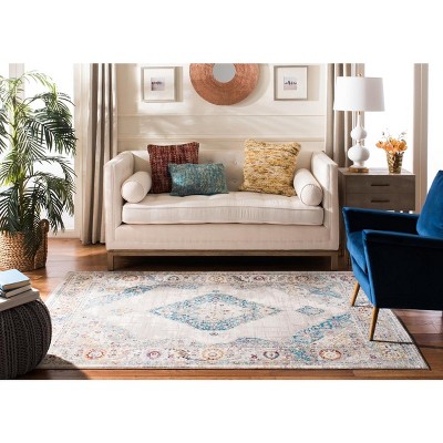 Aria Blue and Ivory 4' x 6' Synthetic Reversible Area Rug