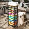Simple Trending 12 Tier Rolling File Cart,Wood Desk File Organizer with Sliding Trays and Storage Multifunctional Rolling Clutter Cart, Black - 3 of 4