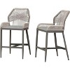 PURPLE LEAF 2 Pieces Bar Stools Patio Modern Rattan Barstools Aluminum Woven Tall Bar Chairs with Cushions for Outdoor Kitchen Island Garden - 3 of 4