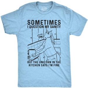 Mens Sometimes I Question My Sanity But The Unicorn T Shirt Funny Fantasy Top - Crazy Dog Men's T Shirt - 1 of 4