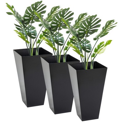 Black Tall Plastic Indoor/Outdoor Planters Set of 3