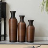Aukfa Set of 3 Brown Decorative Floor Vases with Metal Stands – Tall PVC Vases with Artificial Vine Texture - 3 of 4