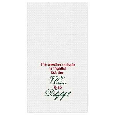 C&F Home Wine Is So Delightful Waffle Weave Cotton Kitchen Towel