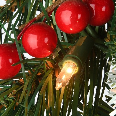 9-Foot Green Artificial Garland with Pine Cones and Red Berries