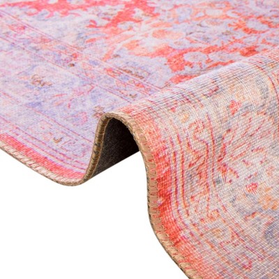 Rust Red Chenille Rectangular Easy-Care Indoor Rug