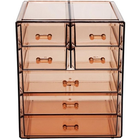 Sorbus Clear 2 Piece Makeup Organizer Case & Display - Spacious Design - Great for Dresser, Bathroom, Vanity & Countertop