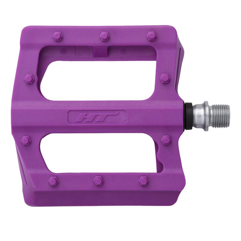 HT PA12 Platform Pedals 9/16" Reinforced Composite Body In-Mold Pins Dark Purple, 1 of 2